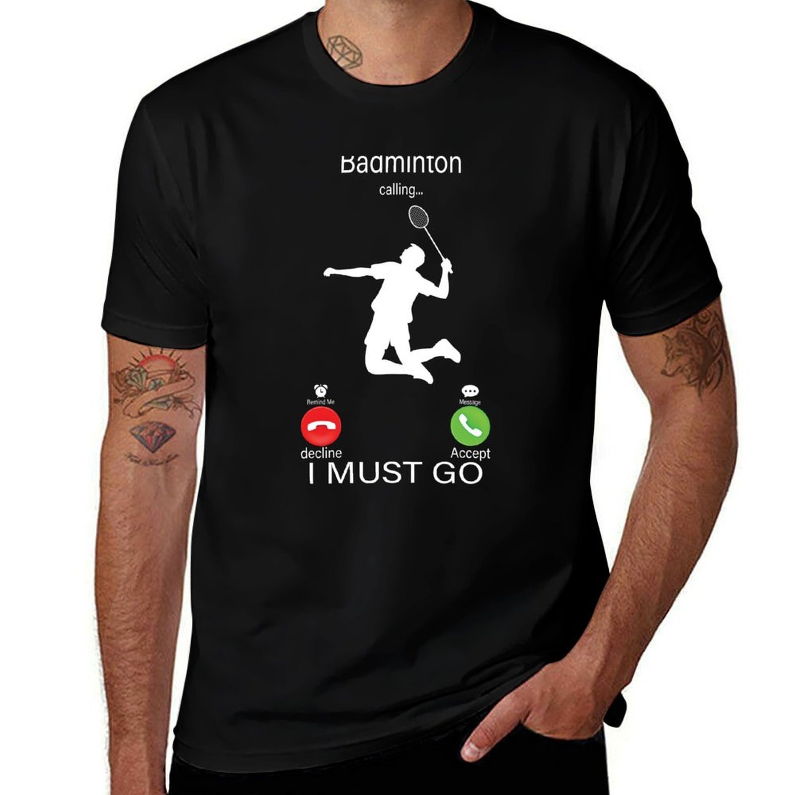 Badminton Is Calling - تي شيرت بطبعة 