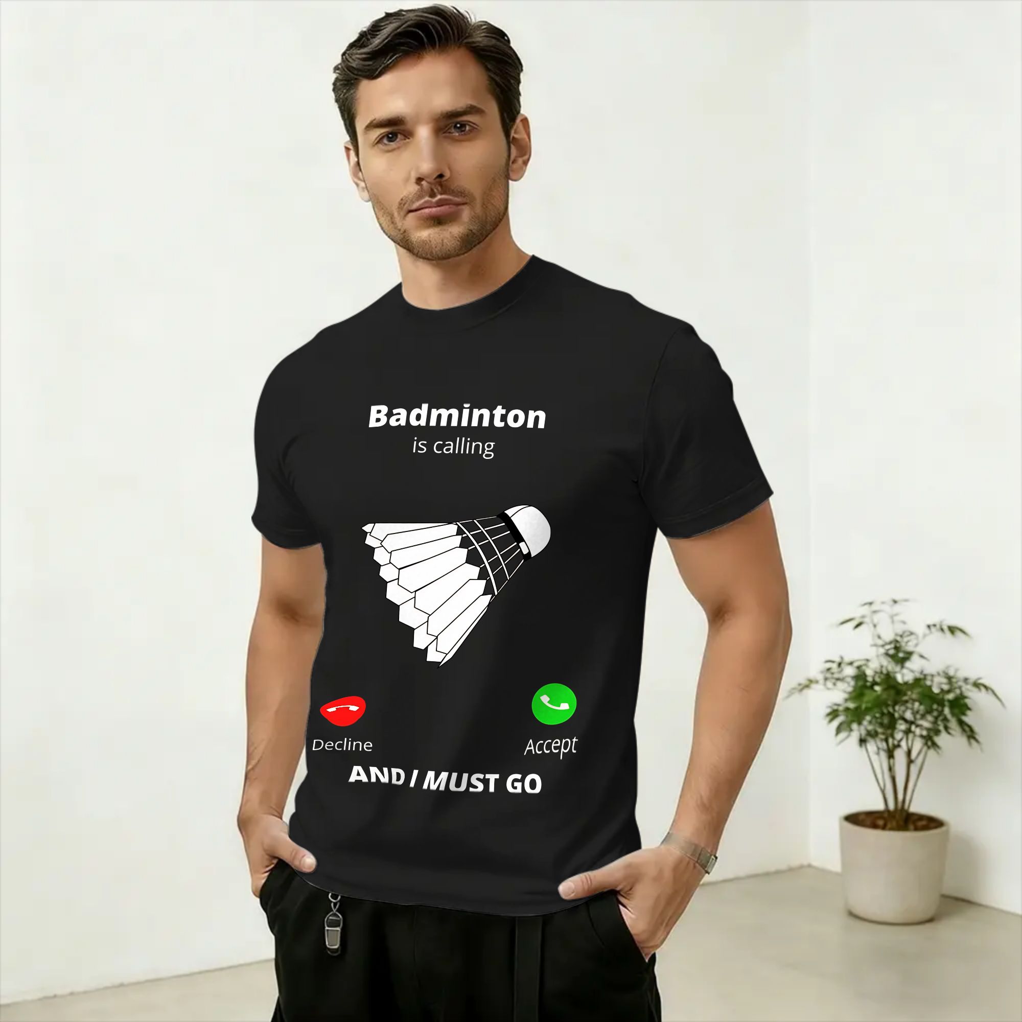 Badminton Is Calling - تي شيرت كاجوال للرجال من كاسوال